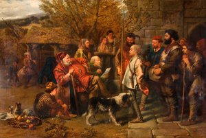 Sir John Falstaff überprüft sein zerlumptes Regiment, 1858 von Sir John Gilbert
