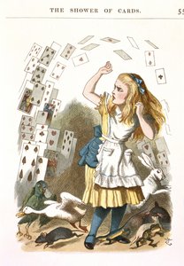 Der Kartenregen. Illustration für Alice im Wunderland von L. Carroll, 1890 von Sir John Tenniel