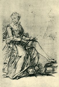 Frau zieht ihre Strümpfe an, Mitte-spätes 18. Jahrhundert, 1943 von Joshua Reynolds