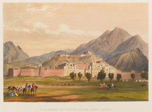 Bala Hissar und Palast des Schahs, Kabul (farbige Lithographie)