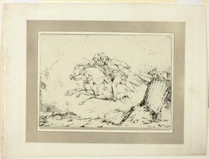 Angriff, aus der ersten Ausgabe von Specimens of Polyautography von Sir Robert Ker Porter