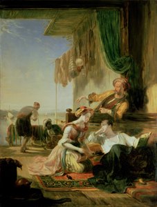 Lord Byron ruht im Haus eines Fischers, nachdem er den Hellespont durchschwommen hat, 1831