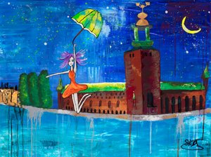 Verspieltes Mädchen Stockholmer Nacht