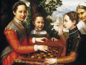 Das Schachspiel (Porträt der Schwestern des Künstlers beim Schachspiel) von Sofonisba Anguissola
