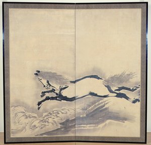 Pferdespringen, Japanisch, Edo-Periode, ca. 18. Jahrhundert