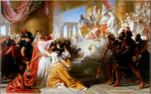 Athaliahs Bestürzung bei der Krönung von Joasch, ca. 1858 von Solomon Alexander Hart