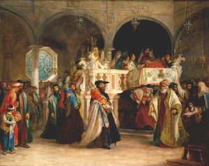 Das Fest der Freude der Tora in der Synagoge in Livorno, Italien von Solomon Alexander Hart
