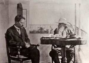 Leo Tolstoi und Anton Tschechow, russische Autoren, 1902 von Sophia Andreevna Tolstaya