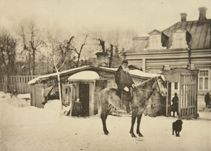 Russischer Autor Leo Tolstoi zu Pferd, Moskau, Russland