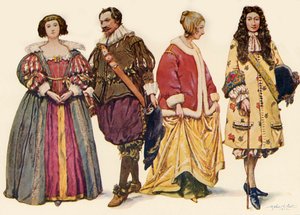 Kleidung während der Herrschaft von Karl I. und II. und Jakob II., 1640-1686, 1903, 1937