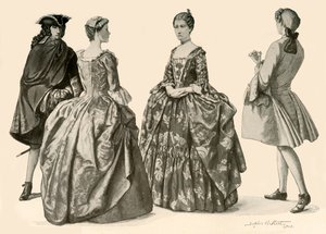 Kleidung während der Regierungszeit von Königin Anne und Georg I., 1702-1725, 1903, 1937 von Sophie B. Steel