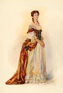 Kleid aus rotem Brokat, getragen in der Kolonie Barbados ca. 1685, 1903, 1937 von Sophie B. Steel
