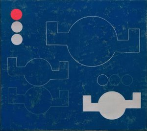 Komposition mit kreisförmigen und winkligen Armen in Linien und Flächen von Sophie Taeuber Arp