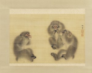 Affen: Nichts Böses hören, nichts Böses sehen, nichts Böses sprechen, ca. 1820 von Sosetsu Mori