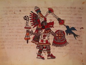 Quetzalcoatl, die gefiederte Schlange, Gott des Windes, des Lernens und des Priestertums, Meister des Lebens, Schöpfer und Zivilisator, Patron jeder Kunst und Erfinder der Metallurgie