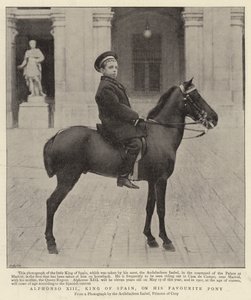 Alphonso XIII., König von Spanien, auf seinem Lieblingspony