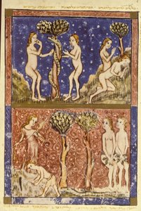 Adam und Eva, Illustration aus der Sarajewo-Haggada