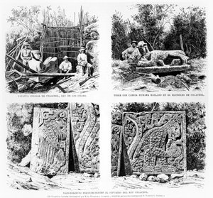 Artefakte, entdeckt in Chichen Itza von Augustus Le Plongeon, Illustration aus La Illustracion Espanola y Americana 1877 von Spanish School
