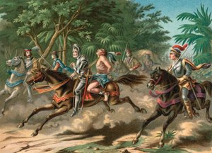 Gefangennahme des Häuptlings Caonabo auf Hispaniola von Spanish School