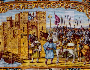 Eroberung von Almeria durch die katholischen Könige im Jahr 1488 (Keramik) (Detail) von Spanish School