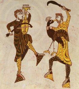 Zwei Männer tanzen, aus der Beatus-Apokalypse von Santo Domingo de Silos von Spanish School
