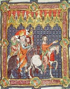 Alfons VII. (1105-57) und seine Frau, Berenguela von Barcelona, werden zum Erzbischof geführt, aus einem Manuskript, das die Krönungen der Könige von Aragon und Kastilien darstellt