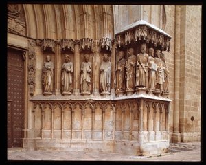 Gotische Kunst: Detail des zentralen Portals der Kathedrale von St. Thecle in Tarragona von Spanish School