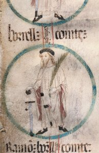 Gotische Kunst: Porträt von Borrell II (934-992), Graf von Barcelona. Miniatur in „Genealogia de los Reyes de Aragon y Condes de Barcelona“. 14.-15. Jahrhundert. von Spanish School