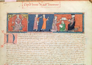 Guillaume Jaubert schwört einen Eid vor König Jakob I. (1207-76) von Mallorca, aus dem Capbreu de Clayra et de Millas, 1292