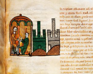 König Alfons II. von Aragon empfängt einen Höfling, aus dem Manuskript "Liber Feudorum Maior" von Spanish School