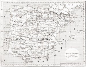 Karte von Spanien mit dem Kalifat von Córdoba von Spanish School