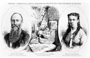 Mexiko - Ruinen der alten Bevölkerung von Chitchen Itza, in der Nähe von Merida, Yucatan, Illustration aus La Illustracion Espanola y Americana 1877 von Spanish School
