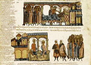 Miniatur aus „Synopsis historiarum“ oder „Byzantinische Chroniken“ (Geschichten der byzantinischen Könige und Ereignisse von 811 bis 1057) von Johannes Skylitzes (11.-12. Jahrhundert) von Spanish School