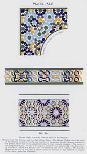 Mosaik-Dado rund um die Innenwände der Moschee (Farblitho) von Spanish School