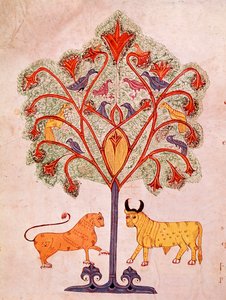 Seite einer mozarabischen Bibel: der Traum des Baumes von Nebukadnezar, interpretiert von Prophet Daniel von Spanish School