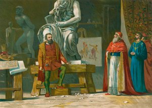 Papst Julius II. besucht die Werkstatt von Michelangelo von Spanish School