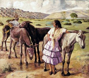 Rückkehr vom Jahrmarkt, zwischen Puerto Real und Jerez de la Frontera (Spanien). Anonymes Gemälde. Öl auf Leinwand, erste Hälfte des 20. Jahrhunderts, spanische Kunst. Museum von Cadiz. von Spanish School
