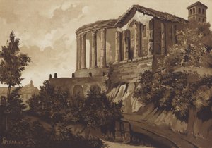 Römische Tempel der Tiburtinischen Sibylle und der Vesta, Tivoli, Italien von Spanish School