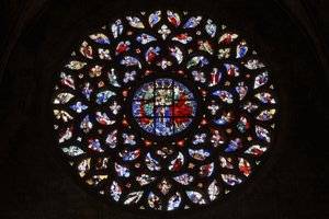 Rosettenfenster, Darstellung der Himmelfahrt der Jungfrau Maria, ca. 1460 von Spanish School