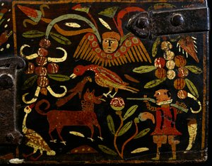 Szene mit spanischem Jäger und indianischen Motiven (Detail)