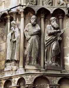 Skulptur aus der Kathedrale von Santa Maria de Burgos 1221-1568, Spanien. Tor von Sarmental