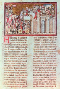 Belagerung und Angriff auf die Stadt Belina, verteidigt von König Aynart, aus dem Manuskript 
