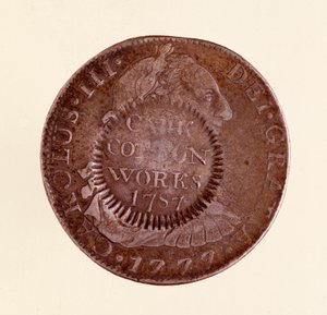 Silbermünze (8 Reales) aus Spanien: Herrschaft von Karl III (1759-1788) 1777 mit Gegenstempel von 1787. Neapel, Museo Archeologico von Spanish School