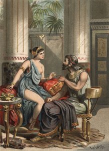 Sophonisbe, Ehefrau von König Syphax und Königin von Numibien (235-203 v. Chr.). In „El Culto de la Hermosura“ von Juan Justo Huguet, Molinas Hermanos editores. von Spanish School