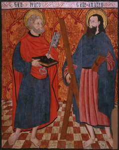 St. Petrus und St. Andreas, Tafel aus der Kirche San Andres von Tortura, spätes 15. Jahrhundert - frühes 16. Jahrhundert (bemaltes Holz) von Spanish School
