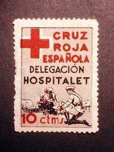 Briefmarke zur Erinnerung an das Spanische Rote Kreuz (die Krankenhausdelegation) von Spanish School
