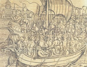 Die Entdeckung der Neuen Welt durch Christoph Kolumbus (1450-1596), Illustration aus 