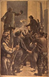 Die Proklamation des Revolutionsrates im Rathaus von Barcelona, 29. September 1868 von Spanish School