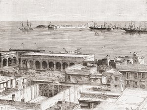 Ansicht von Veracruz und der Festung San Juan de Ulúa, Mexiko von Spanish School