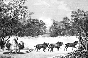 Die Art des Reisens im Winter in Kamtschatka, 19. Jahrhundert